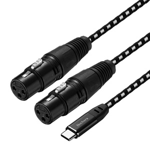 Bochara Braided Type C to Dual XLR Female OFC <strong>Output</strong>/<strong>input</strong> <strong>Audio</strong> Cable Built in Chipset Foil+Braided Shielded 1.5m - Product Image 1