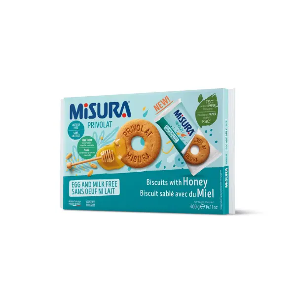 Puro Artesanato Italiano-Biscoitos MISURA Privolat com Mel 400G x 12pc-Nutritivo, no Forno Assado