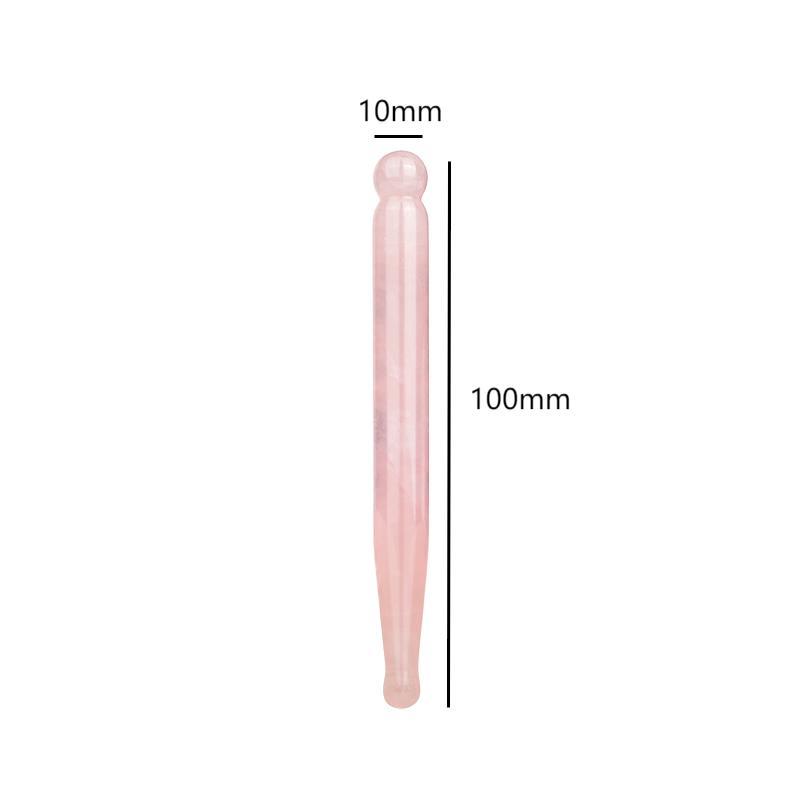 Bolígrafo de acupresión de cuarzo rosa, tamaño pequeño.