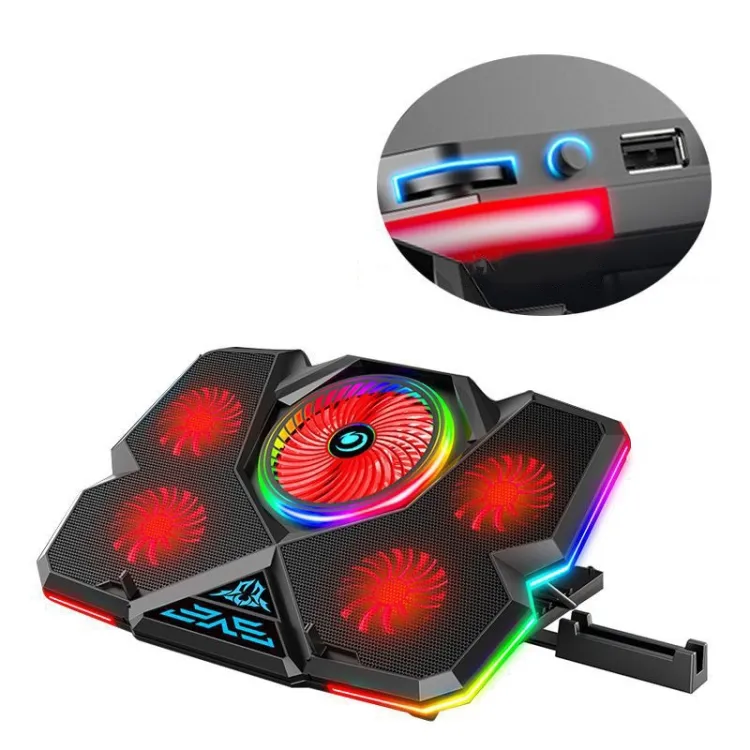 Penjualan Langsung Pabrik CoolCold 5V Versi Kontrol Kecepatan Laptop Gaming Pendingin Notebook Berdiri, Merah 7 Warna