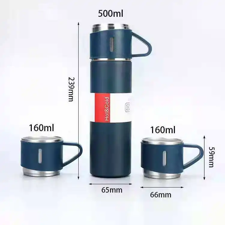 Caspian Großhandel 500 ml tragbarer 304-edelstahl-thermosflasche vakuumflasche wasserflasche mit weichem Silikongriff und isoliert