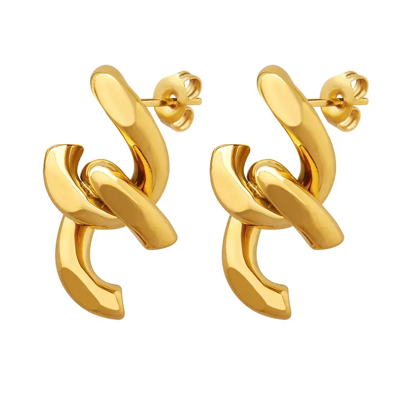 Brincos-pendientes de tachuelas quirúrgicas clásicas para niñas, joyería de acero inoxidable chapado en oro de 18k