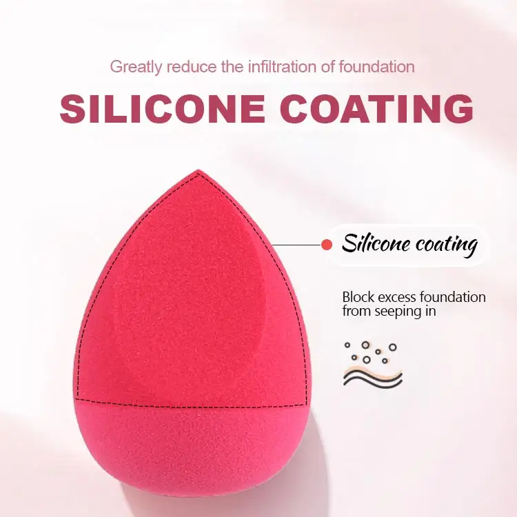 Özel etiket OEM profesyonel silikon makyaj süngeri lateks ücretsiz yumuşak yüz güzellik puf ile silikon sıvı krem tozu için