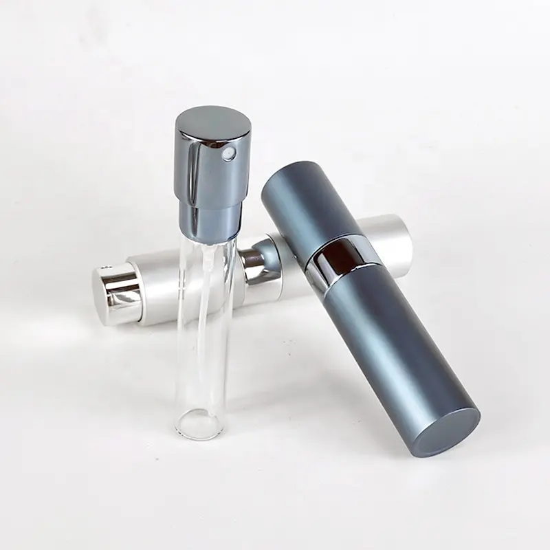 Mini garrafa de alumínio recarregável para viagem, 5ml, 8ml, 10ml, 15ml, 20ml, 25ml, 30ml, perfume atomizador torcido
