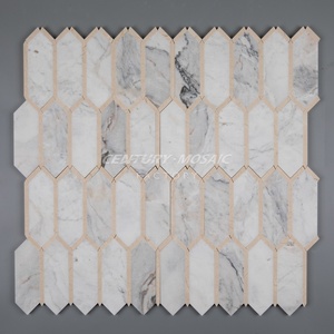 Centurymosaic đá cẩm thạch nhà bếp backsplash Gạch <span class=keywords><strong>Mosaic</strong></span> dài hình lục giác màu trắng màu be phòng tắm Gạch <span class=keywords><strong>Mosaic</strong></span> cho trang trí nội thất - Product Image 4