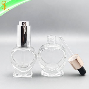 Fashion 8ml 12ml Unique clear Glass Heart <strong>Shaped</strong> Glass Dropper <strong>Bottle</strong> with <strong>Various</strong> Dropper Cap for Skin Care Serum/essential Oil - Product Image 4