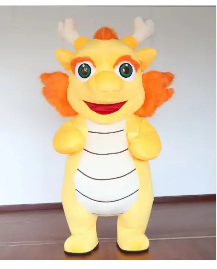 Enjoyment CE plush Inflatable yellow Chinese dragon Costume for New Year inflatable dragon mascot Costume for Christmas Party