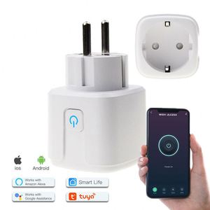 20A Tuya WIFI + BLE akıllı ev kablosuz kumandalı monitör akıllı prizler ab İngiltere abd Alexa ve Google ile Wifi akıllı fişler - Product Image 2