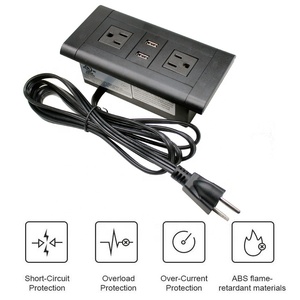 ホテルデスクキッチンカンファレンス家具埋め込み式1.5M電源ストリップソケットコンセント、2つのUSBポート付き - Product Image 4