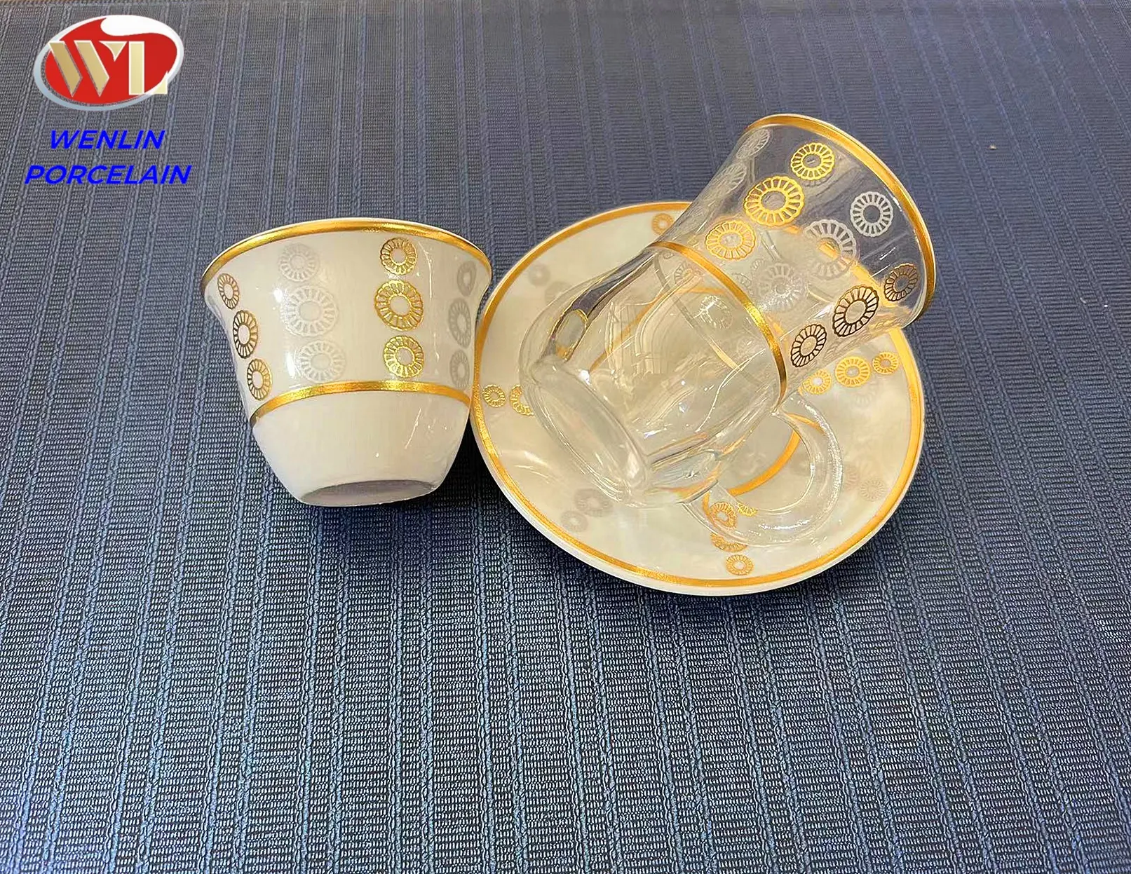 Wenlin usine arabe éthiopien céramique et porcelaine bouteille en cristal verre tasse à thé tasse à café ensemble Habesha eau jus Ramadan