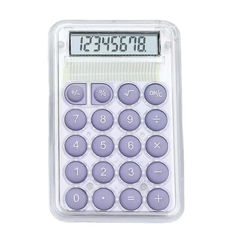 Neue Popularität Transparenter 8-stelliger täglicher Basic Office-Rechner Silikon Soft Key Cute Pink Mini Pocket Scientific Calculator