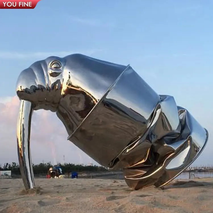 Modernes Design Outdoor Beach Pier Riesige Edelstahl Seelöwen Skulptur