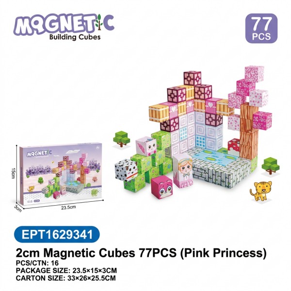 EPT1629341-2cm ลูกบาศก์แม่เหล็ก 77 ชิ้น (เจ้าหญิงสีชมพู)(16 ชิ้น/กล่อง)