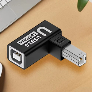 Adaptador de impresora USB 2,0 USB 2,0 macho a hembra 90 grados USB B adaptador de impresora convertidor de enchufe de extensión para Escáner de impresora