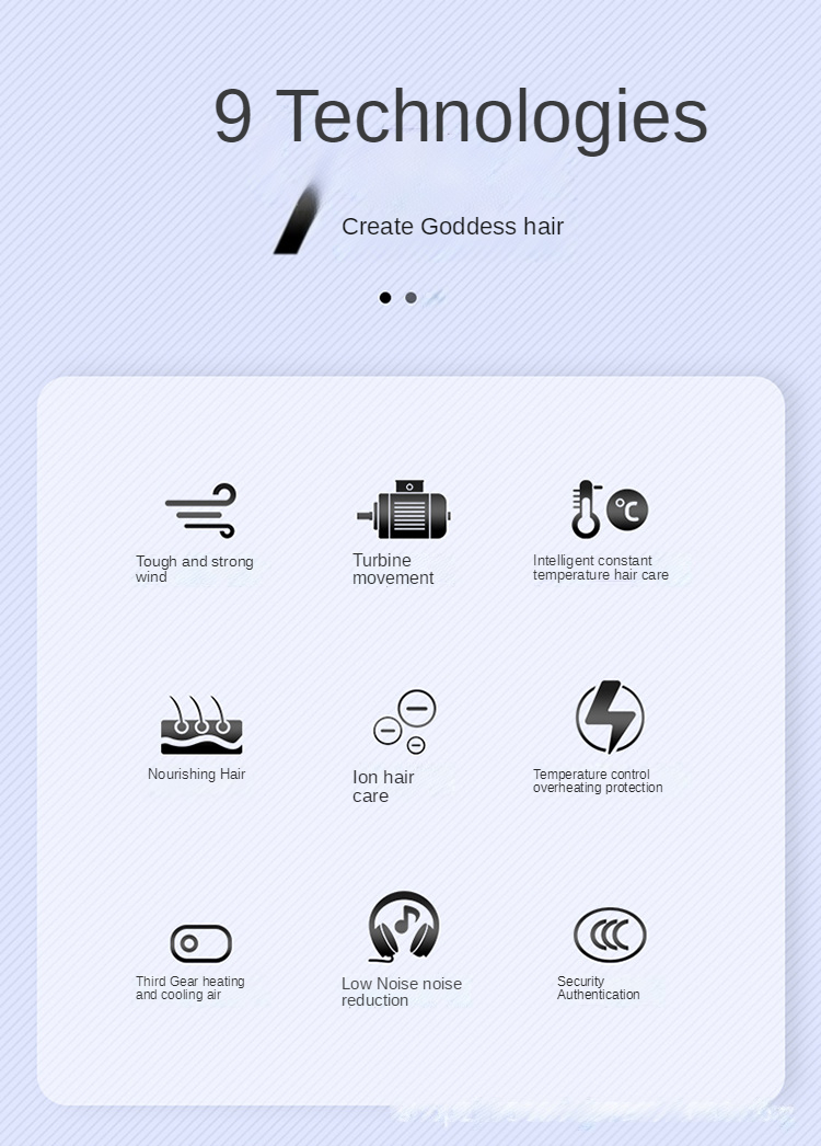 Negative ion hair dryer foldable hot and cold wind blue hammer professional hair dryer household student dormitory drop shipping