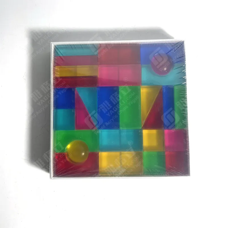 Пользовательские кубические радужные акриловые строительные блоки привлекательный дизайн строительный блок для детей