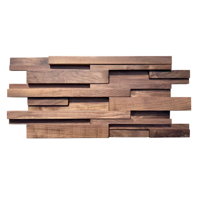 Panel de pared de nogal americano 3d de madera maciza para interiores decorados