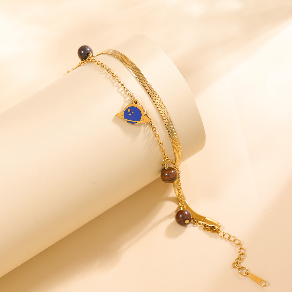 Gem blue planet double layer gold