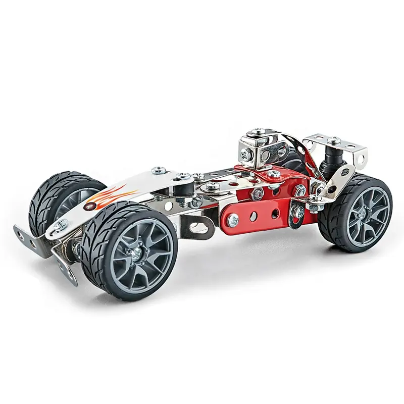 Blocco di costruzione di metallo auto giocattolo educativo per bambini auto assemblare kit auto 3D