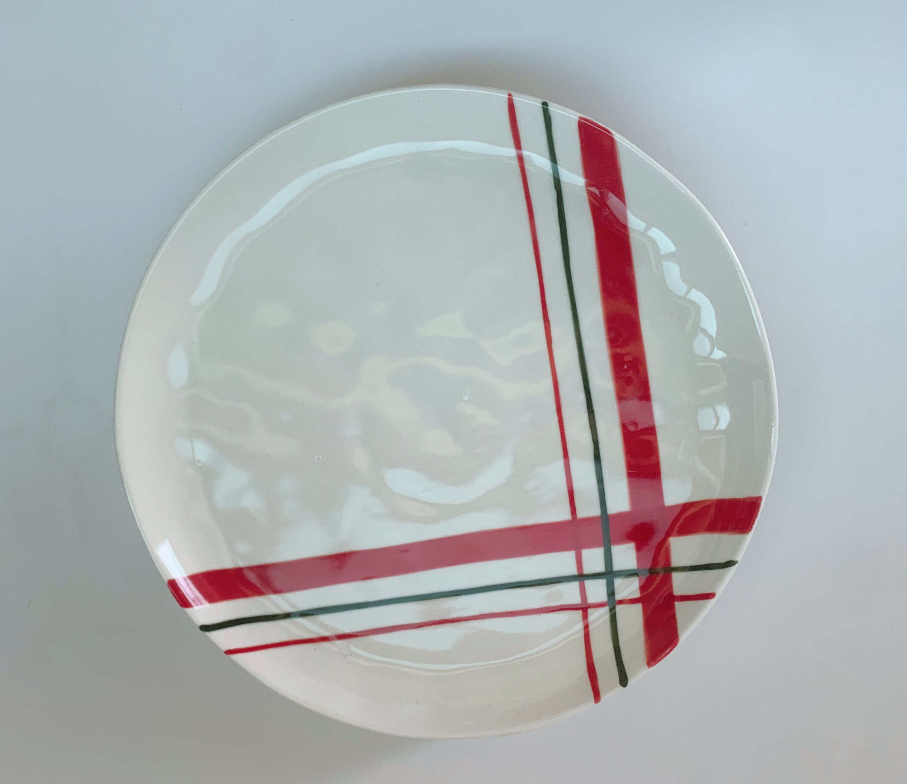 8-inch Dessert Plate Red Lines