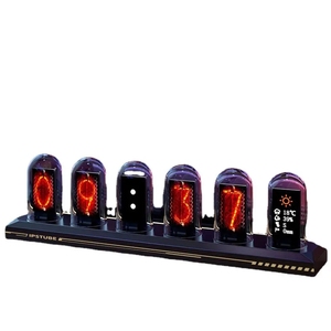 จําเป็นต้องติดตั้งนาฬิกาหลอดดิจิตอล IPSTUBE Nixie พร้อมนาฬิกาตั้งโต๊ะเรืองแสง LED RGB สําหรับการตกแต่งเดสก์ท็อปสําหรับเล่นเกมพร้อมกล่องของขวัญ