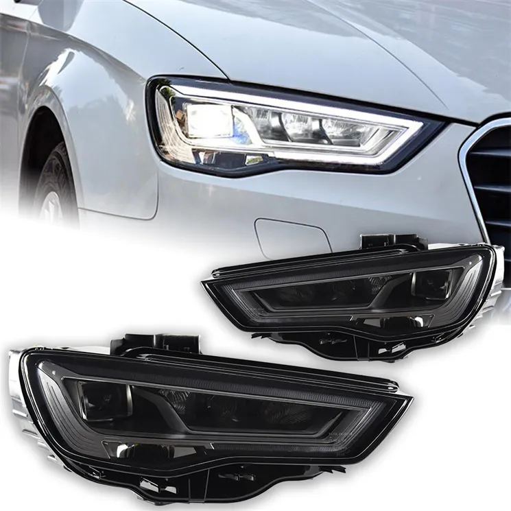 Luzes do carro para Audi A3 Farol Projetor A3 8v Dinâmico Sinal Cabeça Lâmpada Led Faróis Drl Lens Acessórios Automotivos