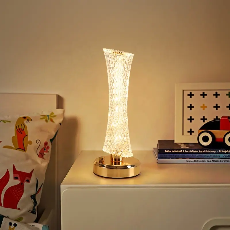 مصباح طاولة كريستال LED ضوء وردي جهاز عرض 3 16 لون قابل لإعادة الشحن مصباح ليلي رومانسي