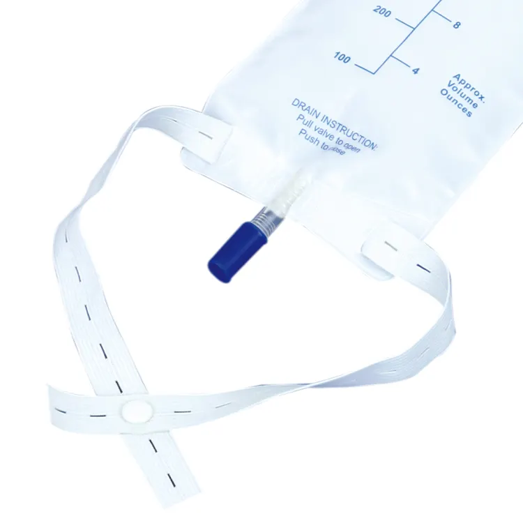 500ml 1000ml sac de drainage urinaire médical avec sangle élastique suspendue et valve à capuchon