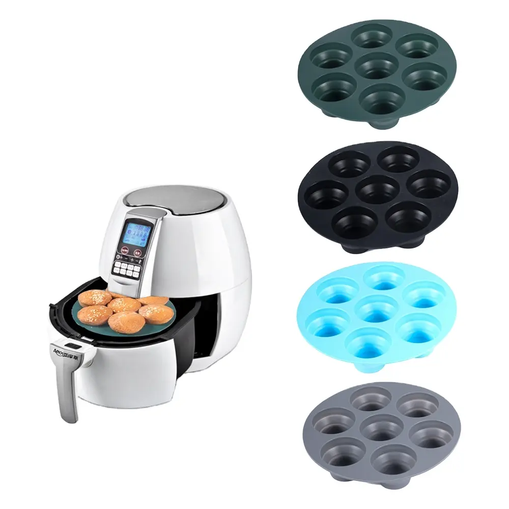 Silicone bolo molde dobrável antiaderente ar fritadeira assadeira reutilizável ovo molde muffin panelas para air fryer acessórios