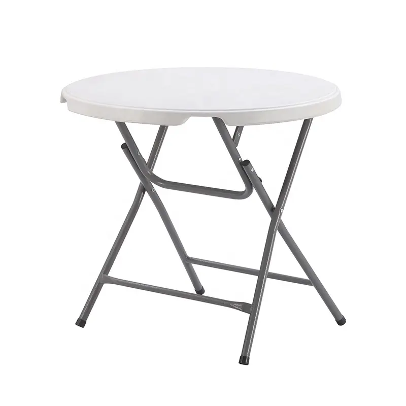Mesa de jantar portátil para uso ao ar livre, mesa dobrável de plástico branco com 80 cm de altura, mesa redonda para cocktail