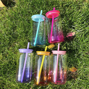 USA Warehouse <strong>in</strong> Stock Plastic Acrylic 16oz <strong>Beer</strong> <strong>Can</strong> BPA Free 16oz Ombre Jelly Colored Plastic <strong>Can</strong> Cup with Colorful pp Lids