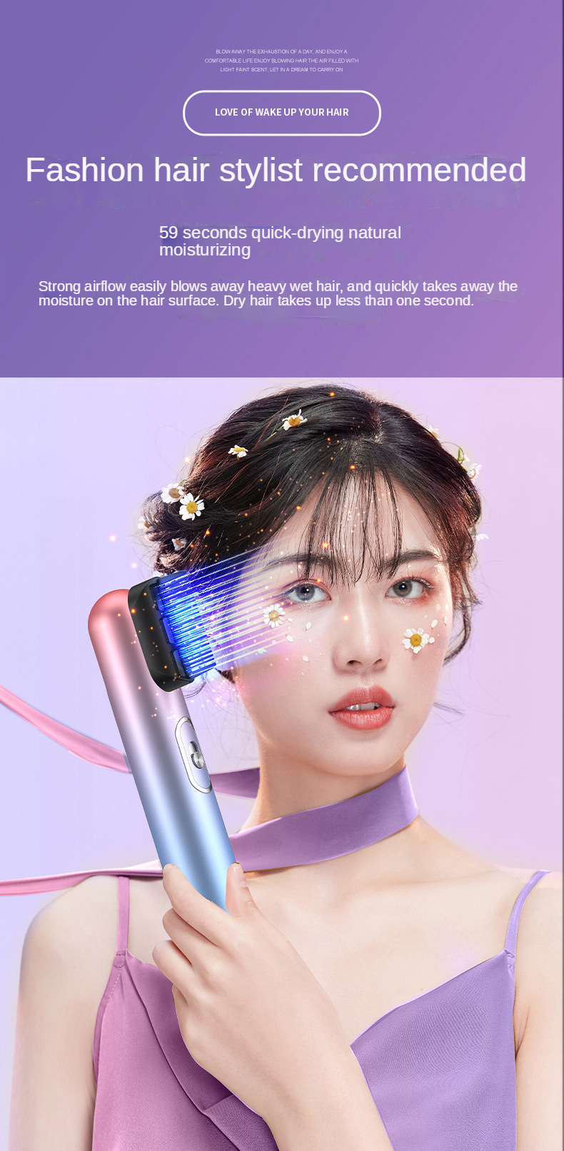 2021 Hot Selling Leafless Professional Bid Wind Quick Low Noise Dry Private Diffuser Ion Hair Processor Dryer for home salon