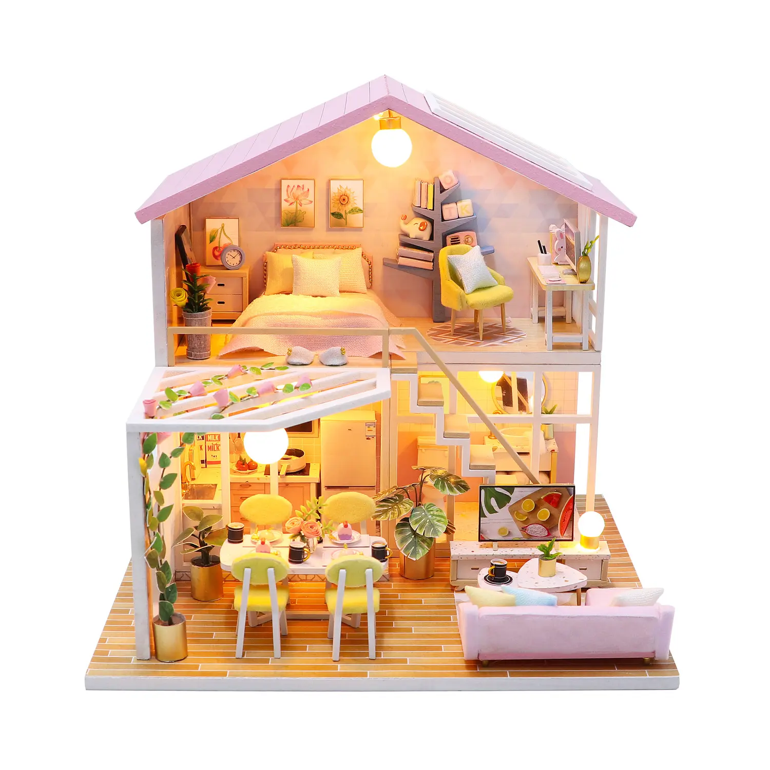 2023 ultimo popolare mini room craft kit giocattolo in legno casa delle bambole in miniatura fai da te con luce a led per bambini