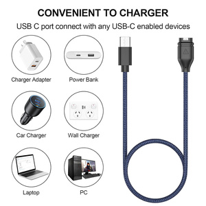 Braided Nylon Charger Cable for Garmin Fenix <strong>8</strong> 7 6 <strong>5</strong> S X Solar Vivoactive <strong>5</strong> 4 4S 3 Forerunner 965 955 945 Fast Charging <strong>Adapter</strong> - Product Image 5
