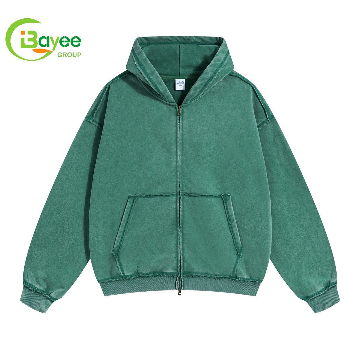 Sudadera con capucha verde lisa