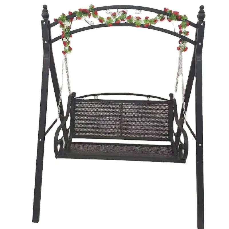 metal Patio double swing rocking chair indoor balcony hanging chair garden seat wrought iron swing