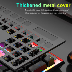 Diseño en inglés Teclado mecánico ergonómico de eje azul de 104 teclas Teclado con cable retroiluminado de colores mezclados USB negro con teclas multimedia - Product Image 5