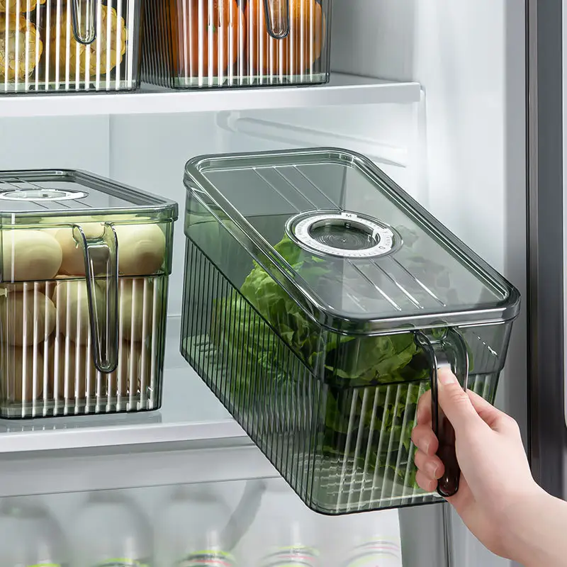 Mutfak meyve gıda buzdolabı organizatörler ve depolama şeffaf plastik kutu konteyner