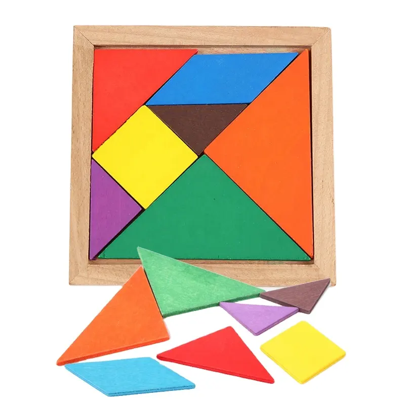 Nieuwe Hot Koop Kinderen Mentale Ontwikkeling Tangram Houten Puzzel Educatief Speelgoed Custom Toys Met Logo Voor Kids