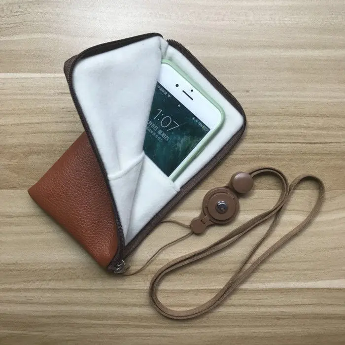 ソフトPUとベルベットの財布バッグ付き電話バッグクラッチ財布工場カスタム新しいデザインバッグ