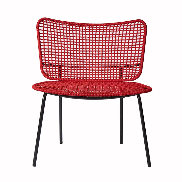 Fabric Aluminum Frame Patio Chairs Sling Stacking Red and Rope Dining Chair New Product Braided Design Velvet Home Furniture
