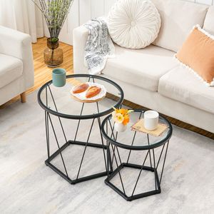 Wholesale <strong>Nesting</strong> Coffee <strong>Table</strong> Set of 2, Round <strong>Nesting</strong> Side <strong>End</strong> <strong>Table</strong>, Center <strong>Table</strong> for Living Room - Product Image 4