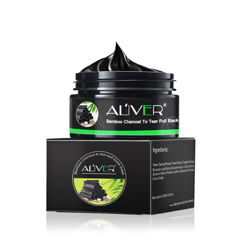 Aliver 100 Ml Whitening Anti-Rimpel Diepe Porie Cleaner Verwijder Zwarte Koppen En Acne Bamboe Houtskool Modder Maskers, gezichtsmasker