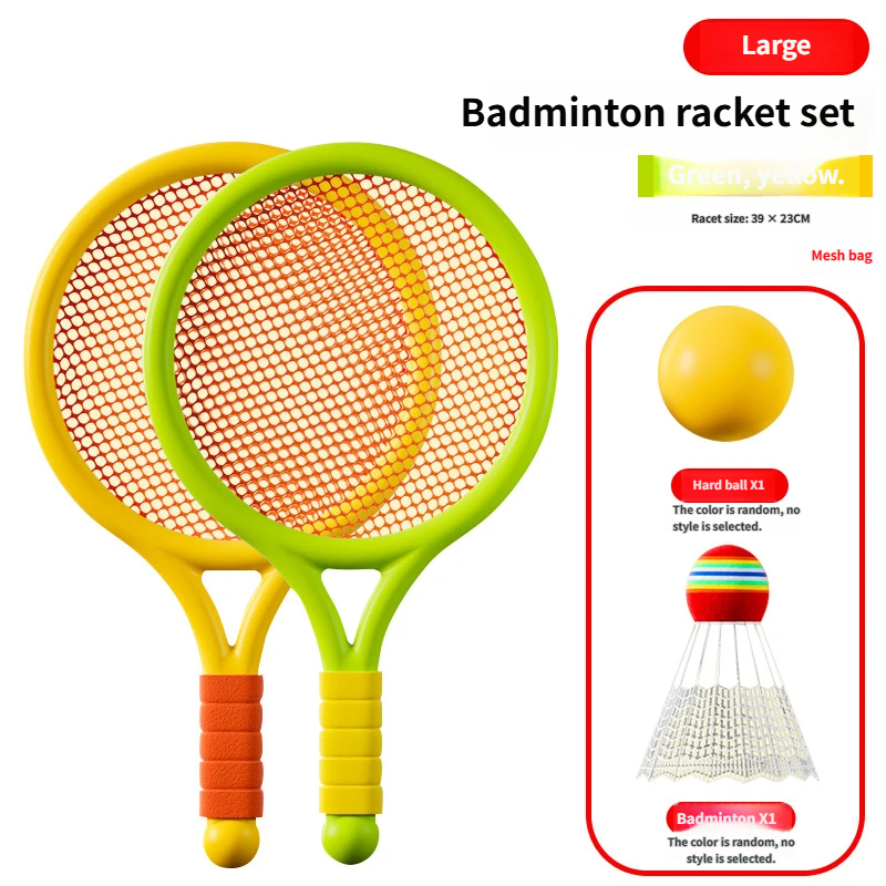 Sac de badminton jaune vert-2 raquettes avec filet, 246g