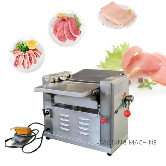 Máquina cortadora de carne de Malasia, máquina automática para hacer láminas de carne, máquina peladora de piel de cerdo, máquina rebanadora de carne, cortadora de cabra