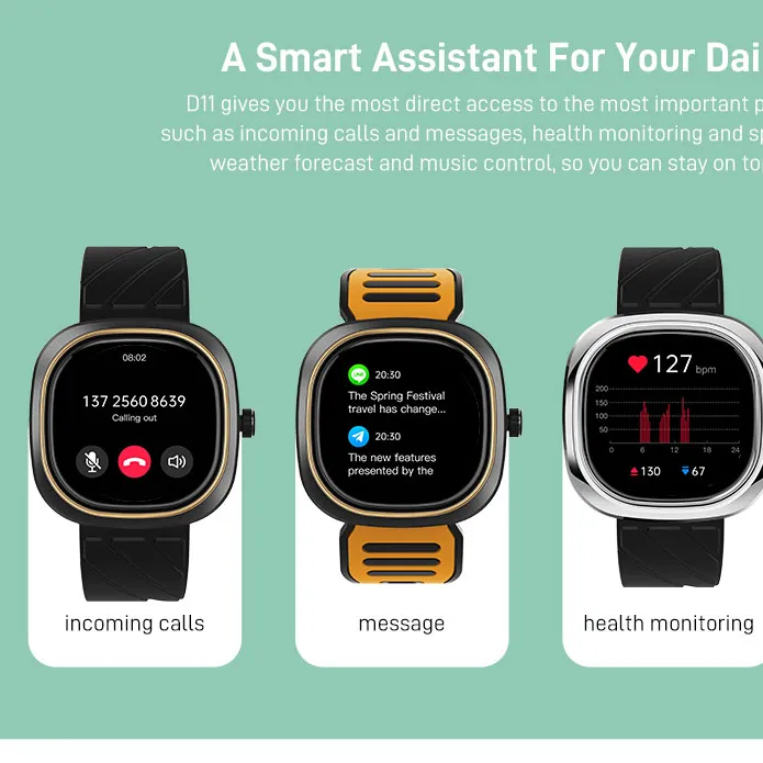 DOOGEE D11 Smartwatch IP68 impermeabile Fitness Tracker frequenza cardiaca 70 modalità sportive batteria 300mAh per telefono Android iOS
