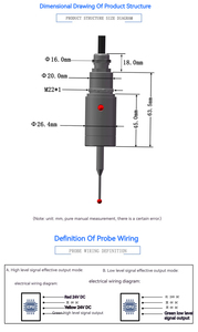 MP25-1 Standard 5M 4 Cores Wired Probe <strong>XYZ</strong> <strong>Axis</strong> Sensor 3D Edge Finder <strong>with</strong> LED Light Indicator for Engraving Machine <strong>CNC</strong> <strong>Router</strong> - Product Image 3