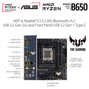 Asus TUF B650M-PLUS WIFI AM5メインボードDDR5サポート用AMDB650マザーボードAMD7600X 7700X 7800X3D AM5CPUゲーミングコンピューター - Product Image 4