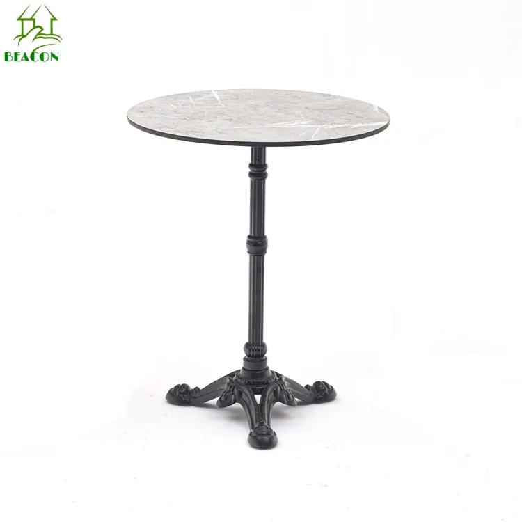 Table basse personnalisée nordique ronde en travertin avec dessus en marbre table de café bistro en métal pour restaurant