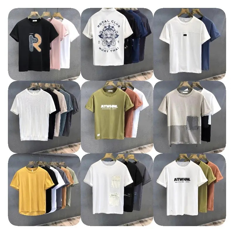 T-shirt de marque à col rond en coton imprimé de vêtements à motifs simples T-shirts pour hommes de grande taille vente en gros
